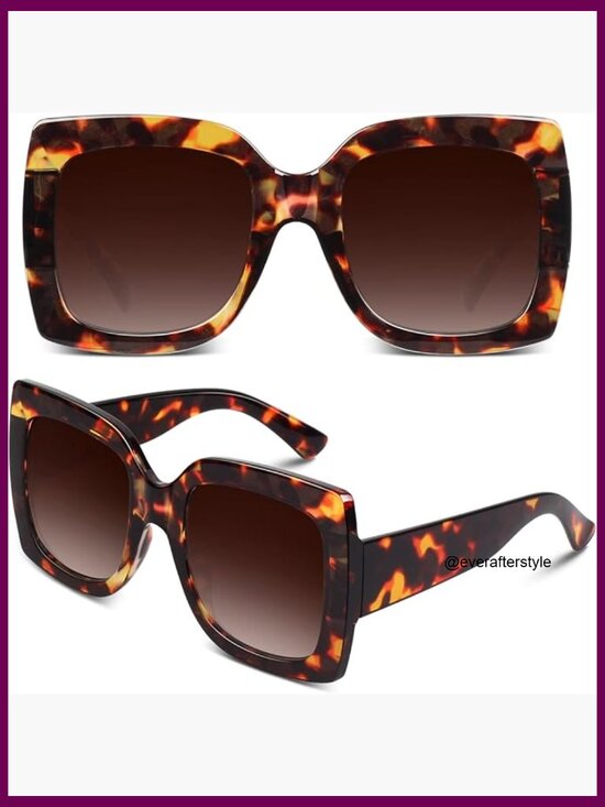 Oversized Square Frame Sunglasses Retro Vintage Trendy Shades main image 5